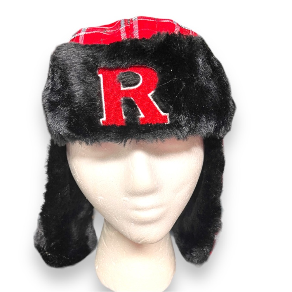Top of the World Kids Plaid Faux Fur Trapper Hat Ear Flaps Initial R One Size